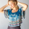 Natural Life Sabrina Crop Top - Navy Borders