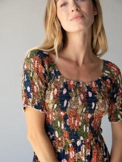 Natural Life Daisy Tiered Midi Dress - Navy Yellow Floral -Natural Life Shop 484A6814 20copy