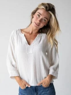 Natural Life Robyn Gauze Top - White -Natural Life Shop 484A6978 20copy