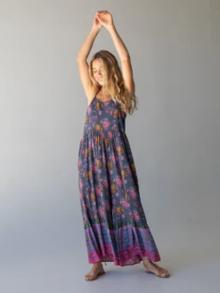 Natural Life Zoe Wide-Leg Jumpsuit - Charcoal Blue Border -Natural Life Shop 484A7028