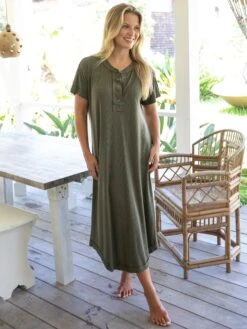 Natural Life Stephanie Ribbed Knit Maxi Dress - Olive -Natural Life Shop 484A7253 20copy
