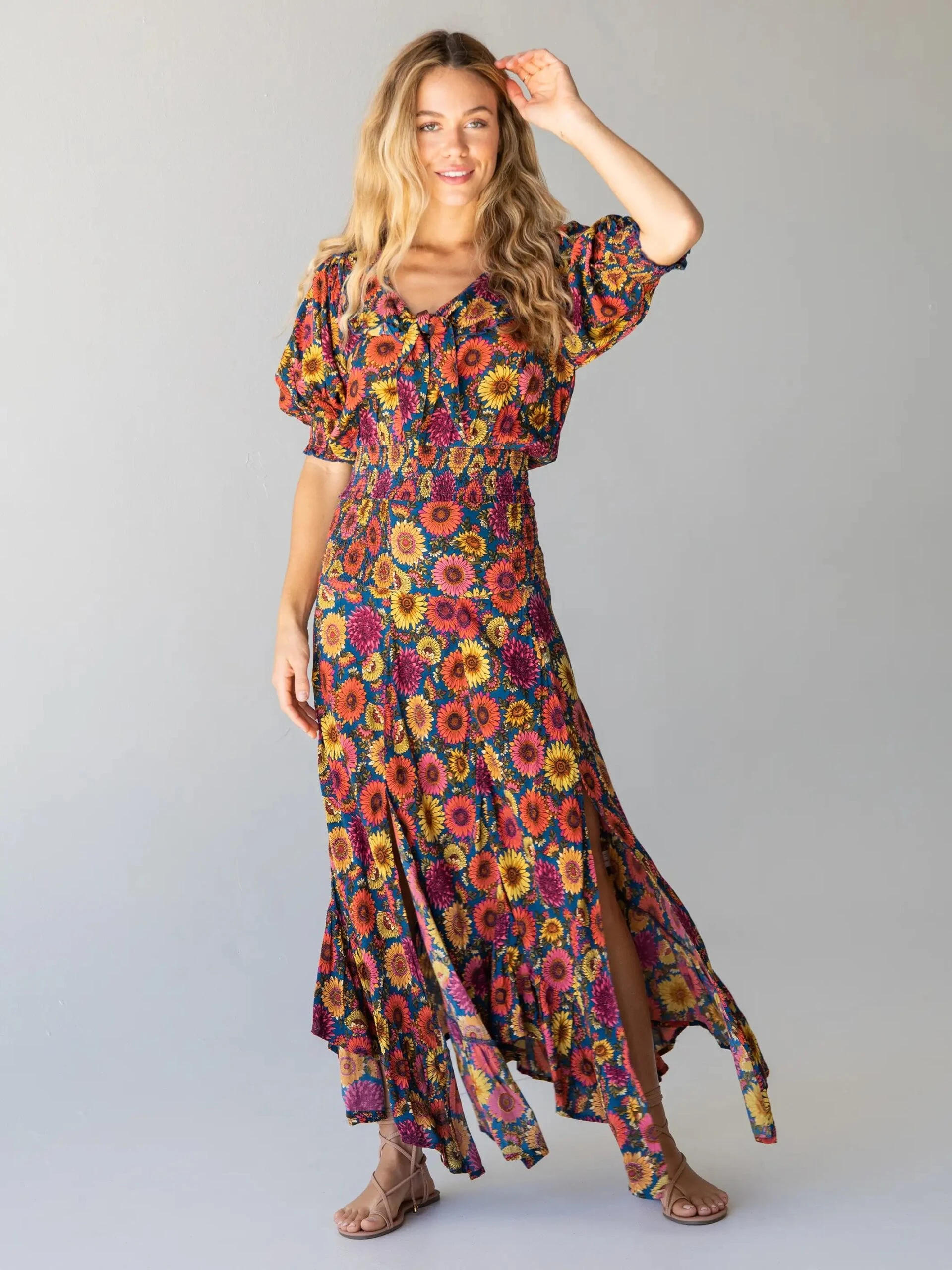 Natural Life Good Vibes Smocked Top - Sunflower 2 Natural Life Good Vibes Smocked Top - Sunflower - Image 2