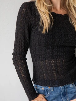 Natural Life Lace Layering Top - Black