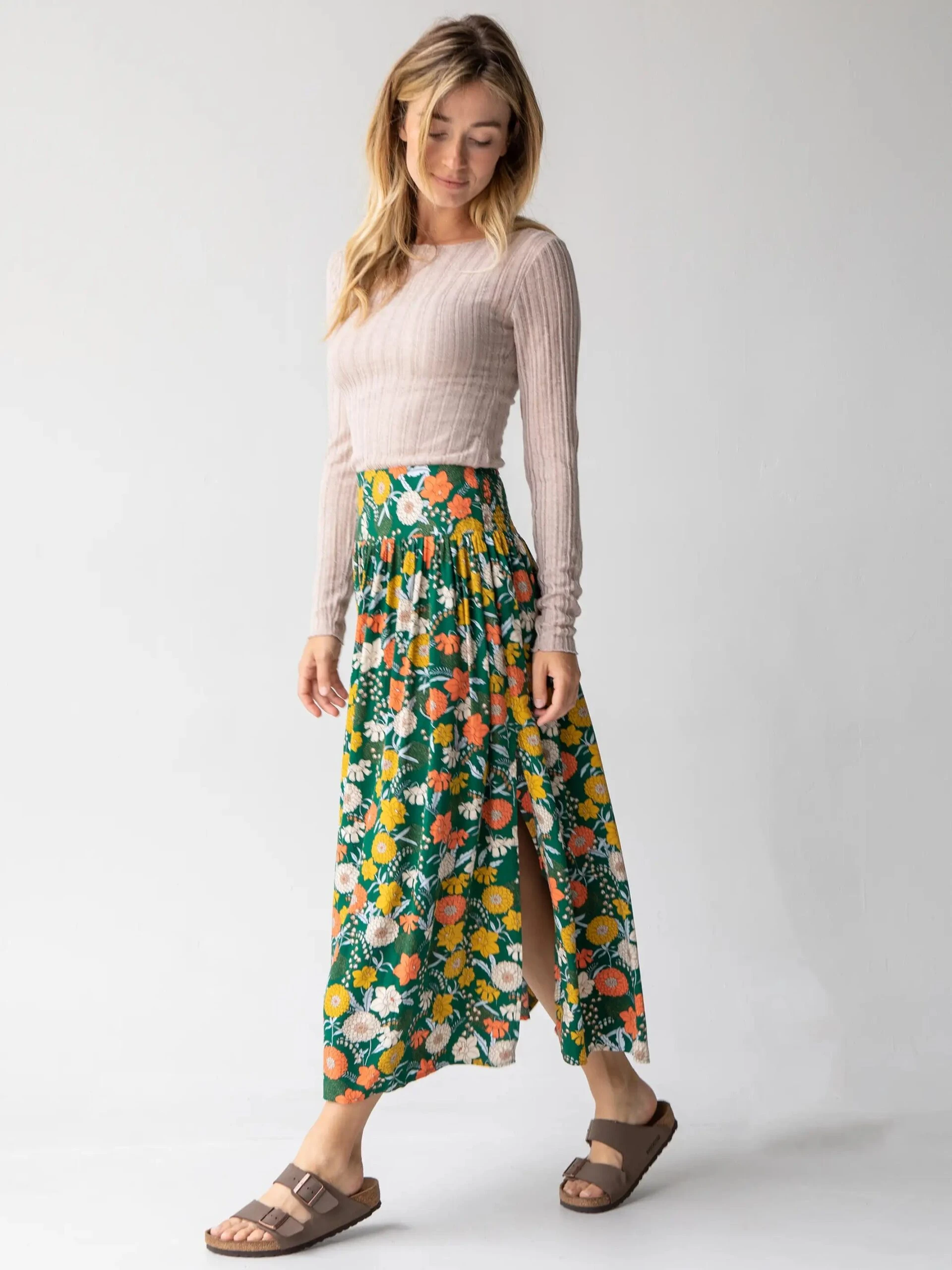 Natural Life Addie Midi Skirt - Green Yellow Daffodil 1 Natural Life Addie Midi Skirt - Green Yellow Daffodil