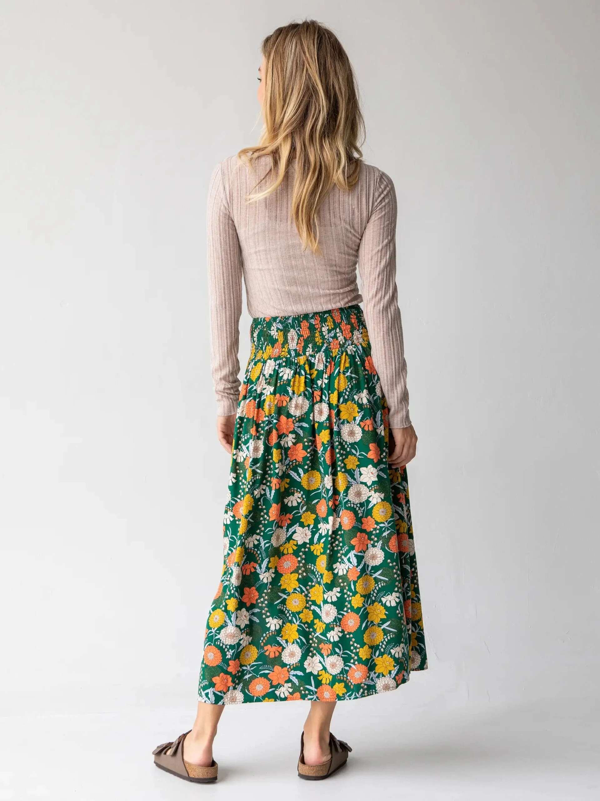 Natural Life Addie Midi Skirt - Green Yellow Daffodil 3 Natural Life Addie Midi Skirt - Green Yellow Daffodil - Image 3