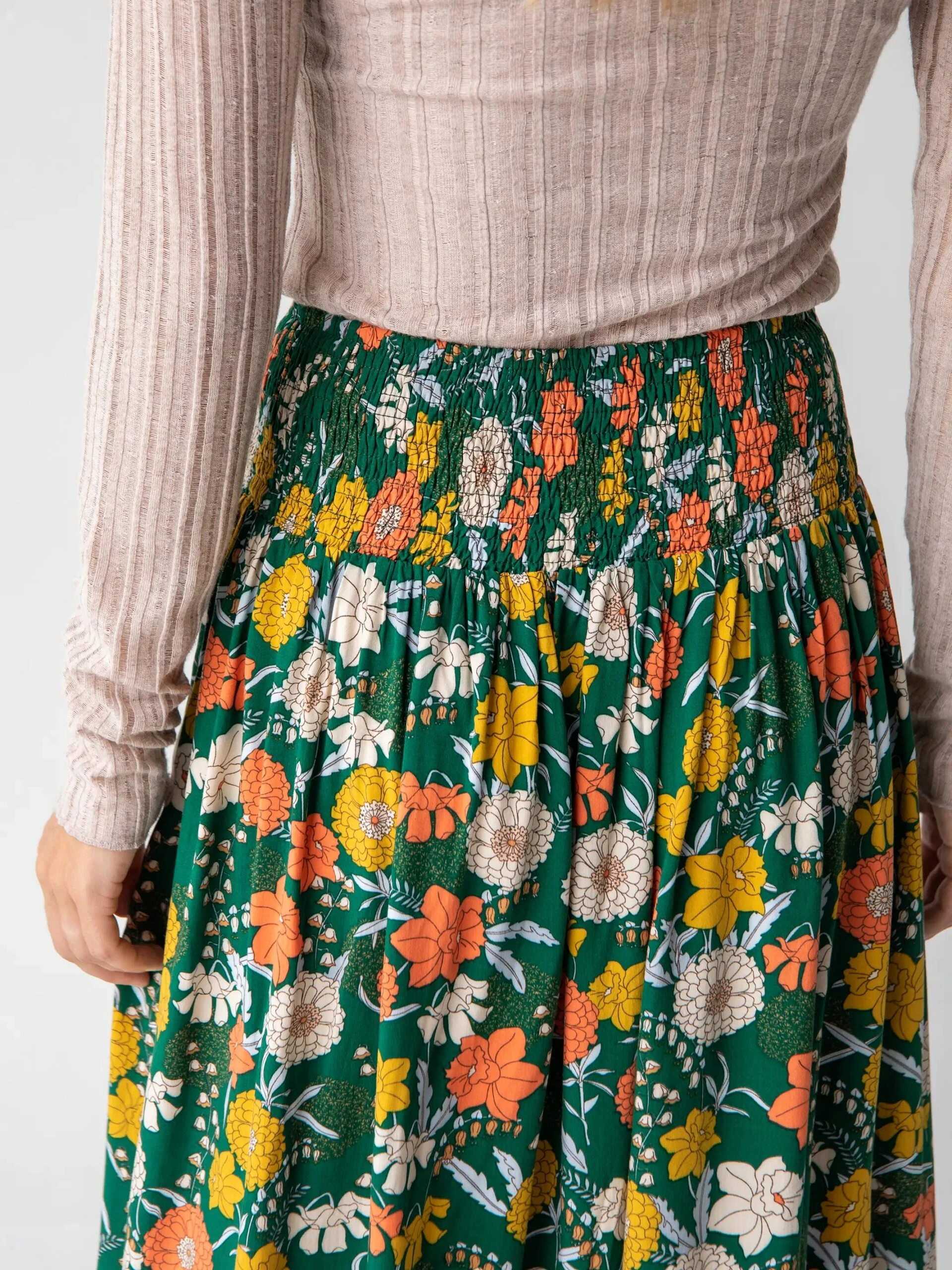 Natural Life Addie Midi Skirt - Green Yellow Daffodil 4 Natural Life Addie Midi Skirt - Green Yellow Daffodil - Image 4