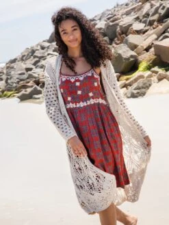 Natural Life Embroidered Sara Dress - Red Wreath