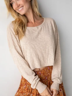 Natural Life Ellie Cropped Pullover - Cream