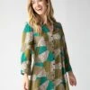 Natural Life Twiggy Mini Shirt Dress - Green Floral Patchwork