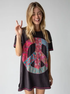 Natural Life Inside Out Sweatshirt Dress - Charcoal