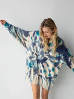 Natural Life Taylor Oversized Sweater - Blue Tie-Dye