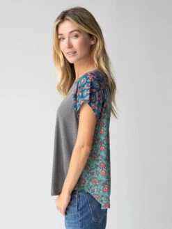 Natural Life Daphne Mixed Print Top - Teal Turquoise -Natural Life Shop 484A9368 20copy