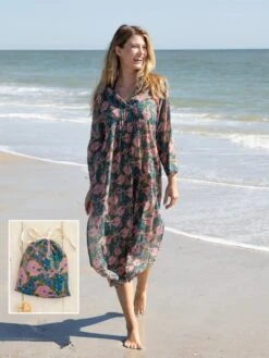 Natural Life Kaftan-In-A-Bag - Pink Blue Floral