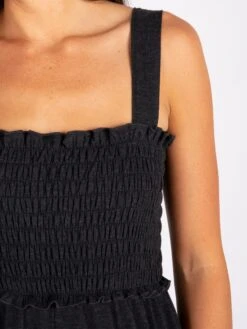 Natural Life Brynn Wide-Leg Knit Jumpsuit - Charcoal -Natural Life Shop JUMP371 CLOSEUP