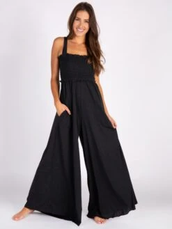 Natural Life Brynn Wide-Leg Knit Jumpsuit - Charcoal -Natural Life Shop JUMP371 alt