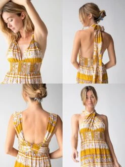 Natural Life Nadia Halter Dress - Mustard Paisley