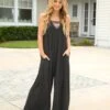 Natural Life Knit V-Neck Jumpsuit - Charcoal