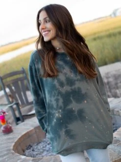 Natural Life Tie-Dye Sweatshirt - Sage -Natural Life Shop SWTR267 hoverweeds