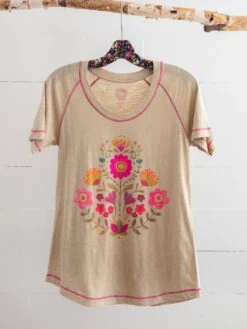 Natural Life Boho Tee Shirt - Folk Flower