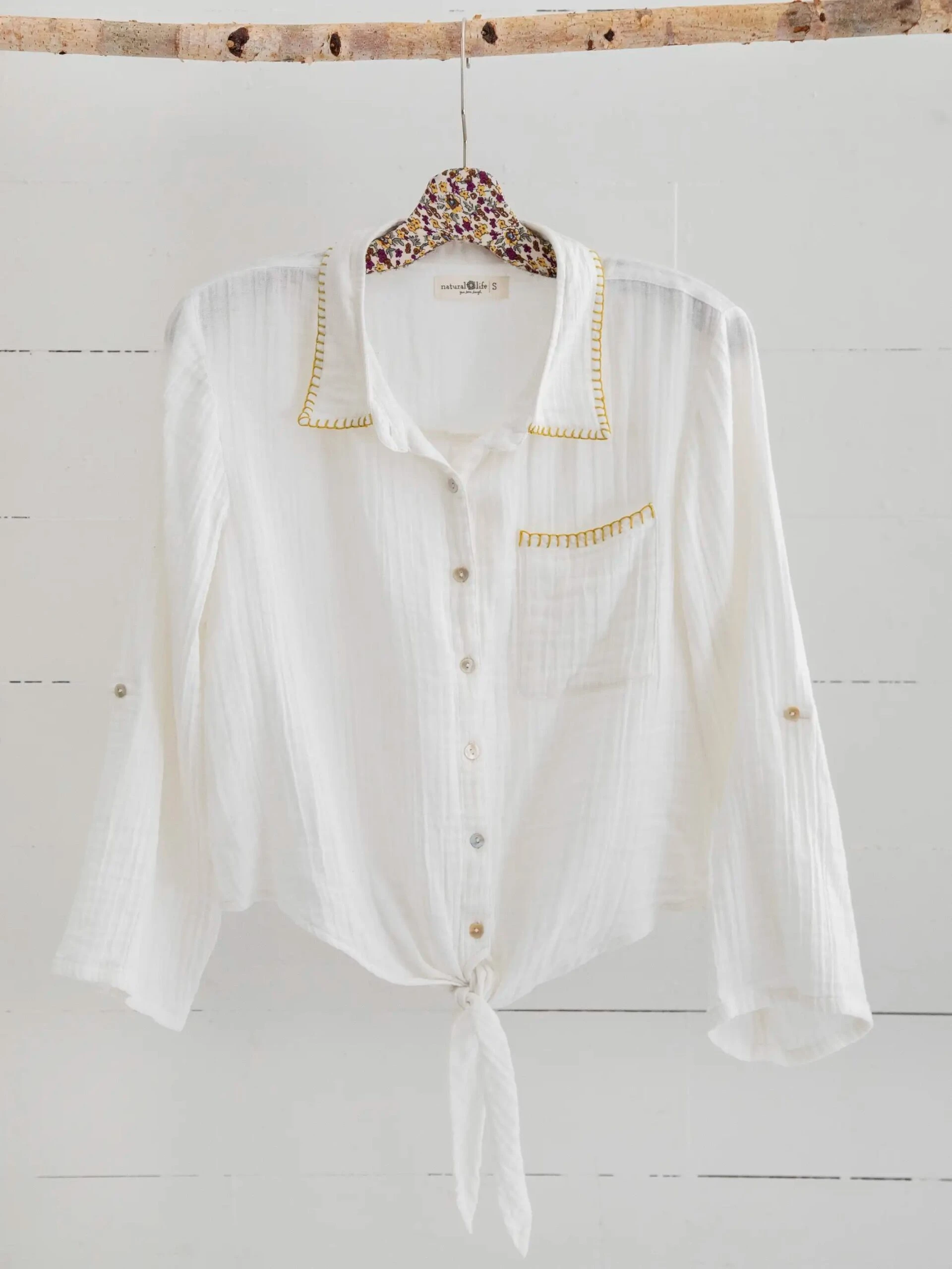 Natural Life Lola Tie Button Down - White 5 Natural Life Lola Tie Button Down - White - Image 5