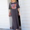 Natural Life Graphic Tee Maxi Dress - Charcoal Floral Bouquet