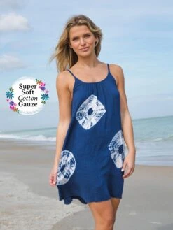 Natural Life Coco Cotton Gauze Cover-Up Dress - Indigo Tie-Dye