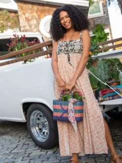 Natural Life Patti Side Slit Maxi Dress - Charcoal Pink