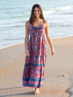 Natural Life Isabella Maxi Dress - Red Blue Floral -Natural Life Shop VP3A6337