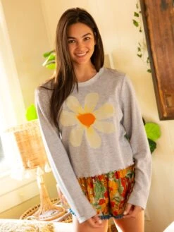 Natural Life Long Sleeve Waffle Tee Shirt - Heather Grey