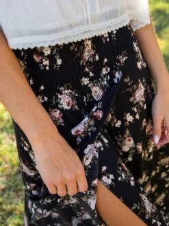 Natural Life Favorite Convertible Skirt - Black Multi Rose -Natural Life Shop VP3A7953