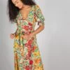Natural Life Sophia Wrap Midi Dress - Gold Vintage Floral